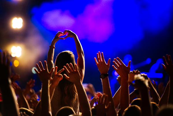 Cheering crowd at concert