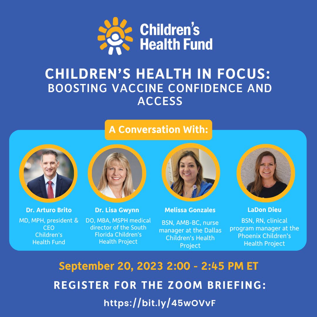 Flyer or Children's Health in Focus: Boosting Vaccine Confidence and Access webinar on September 20th