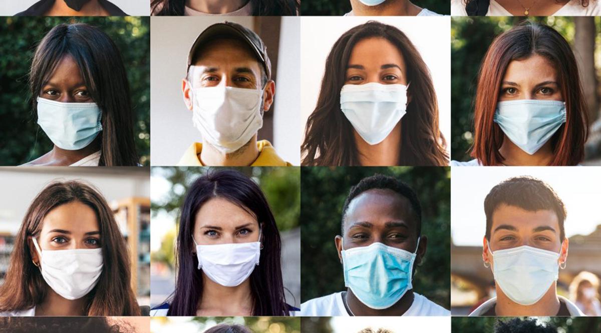 Diverse group of people portraits with surgical masks