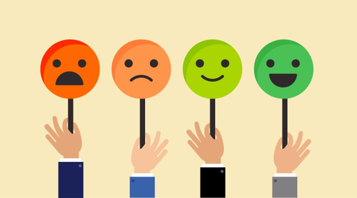 Feedback concept design, emoticon, emoji and smile, emotions scale